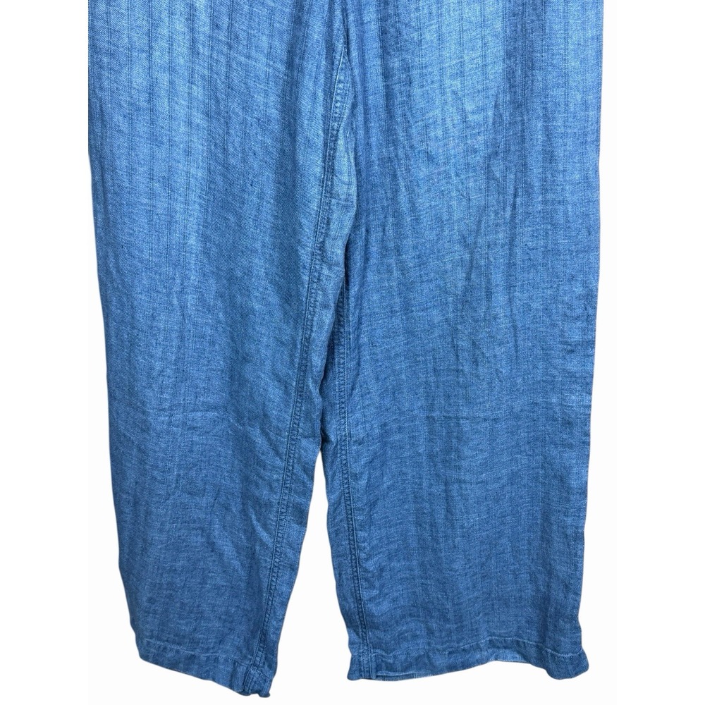 Lauren Ralph Lauren Blue Linen Pants Womens 10 Wide Leg Coastal Resort Chic - Picture 5 of 13